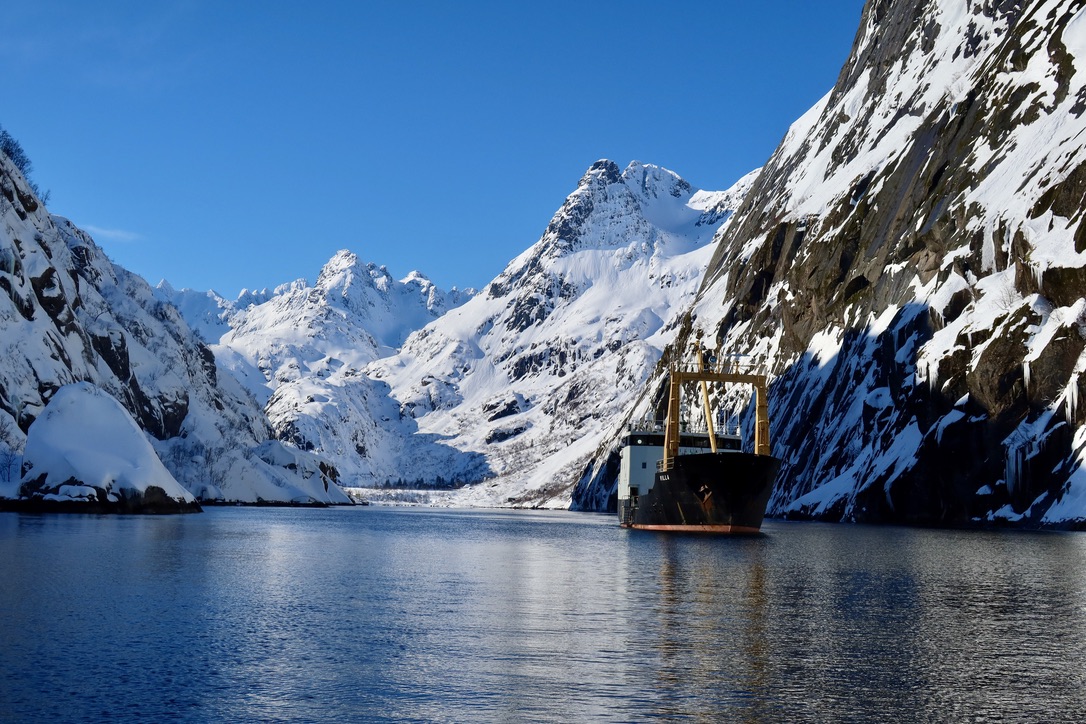 MS Villa the Nansen Polar Expedtion in Trollfjorden 2023.