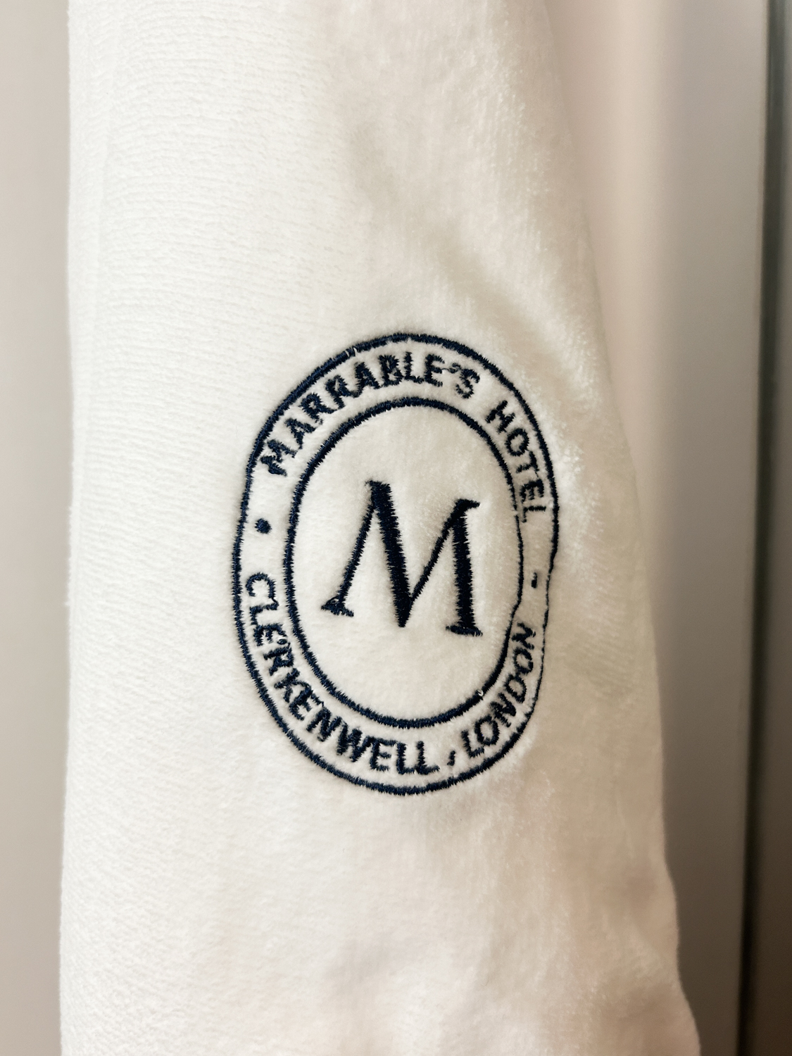 Close-up of Marrable's Hotel bath robe