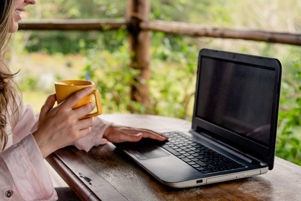 Remote worker on a computer