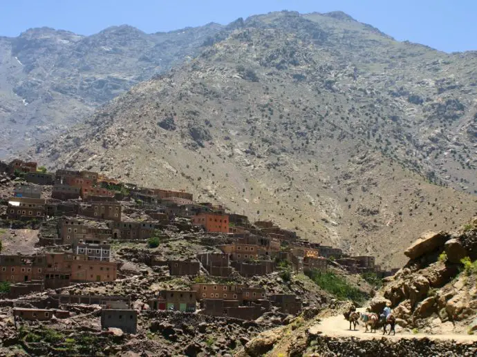 Walking up to Armed village above Imlil in Morocco