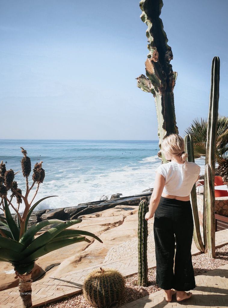 taghazout morocco beach cactus girl ocean