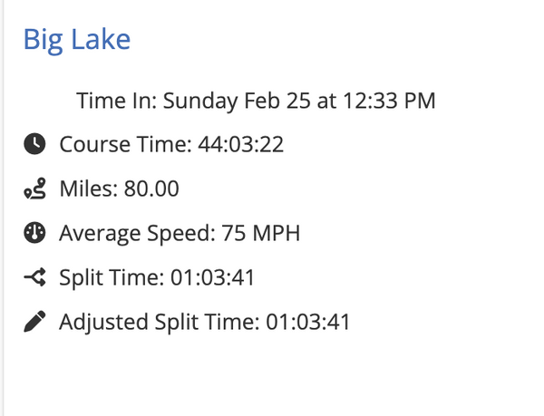 Record Time between Skwentna and Big Lake