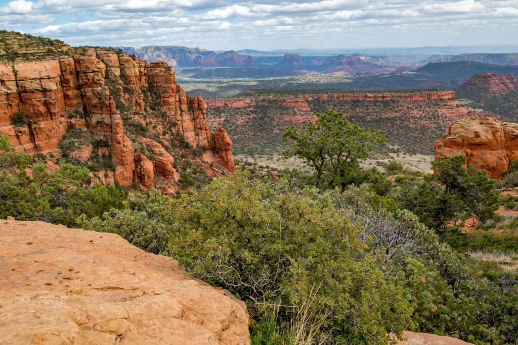 Beautiful views out over red rock Sedona landscape from Bear Mountain Trail