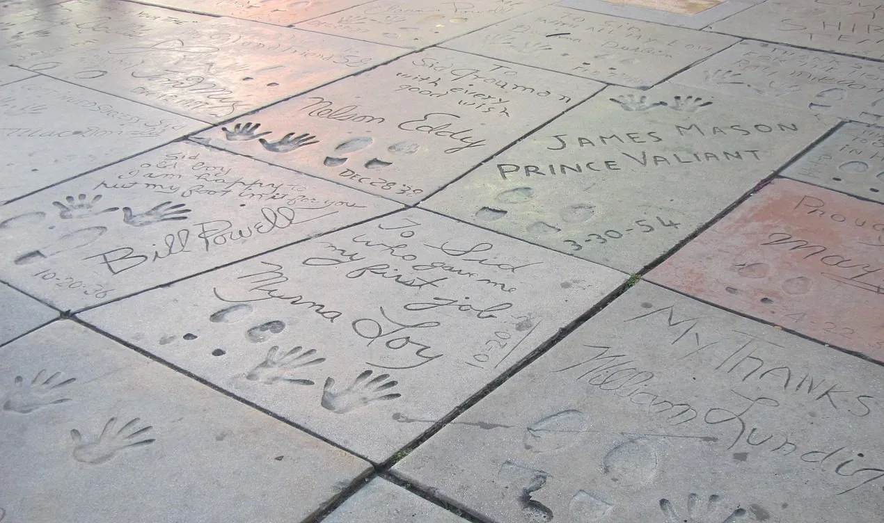 Celebrity handprints and footprints outside Grauman's Chinese Theatre in Los Angeles