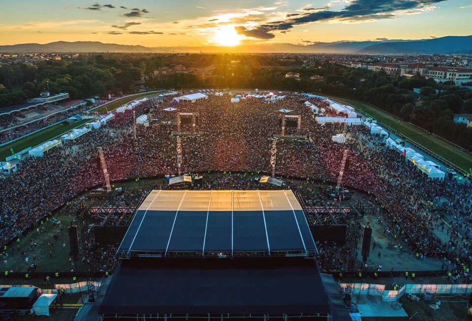 View of the Firenze Rocks stage taken by drone