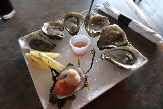 A plate of Malpeque oysters from Malpeque Bay at The Malpeque Oyster Barn